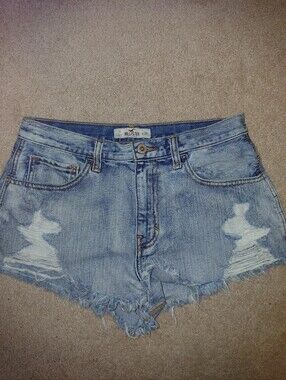 Hollister Light Blue Ripped Denim Cutoff Shorts